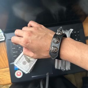 Chrome Hearts Leather Bracelet Cross